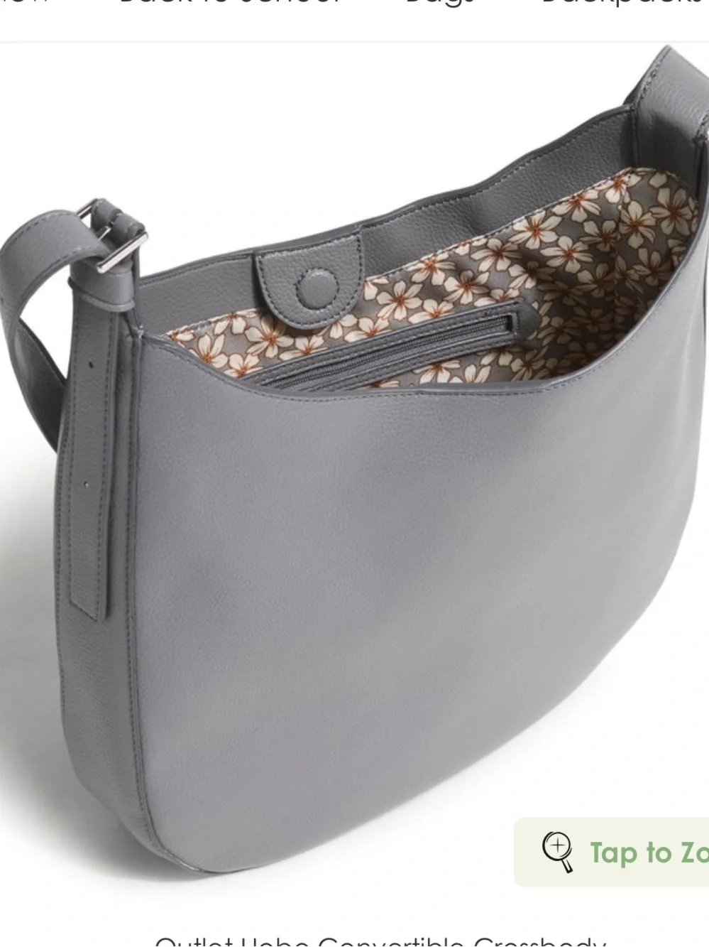 Vera Bradley Outlet Convertible Hobo Crossbody Bag faux leather Gray NWT